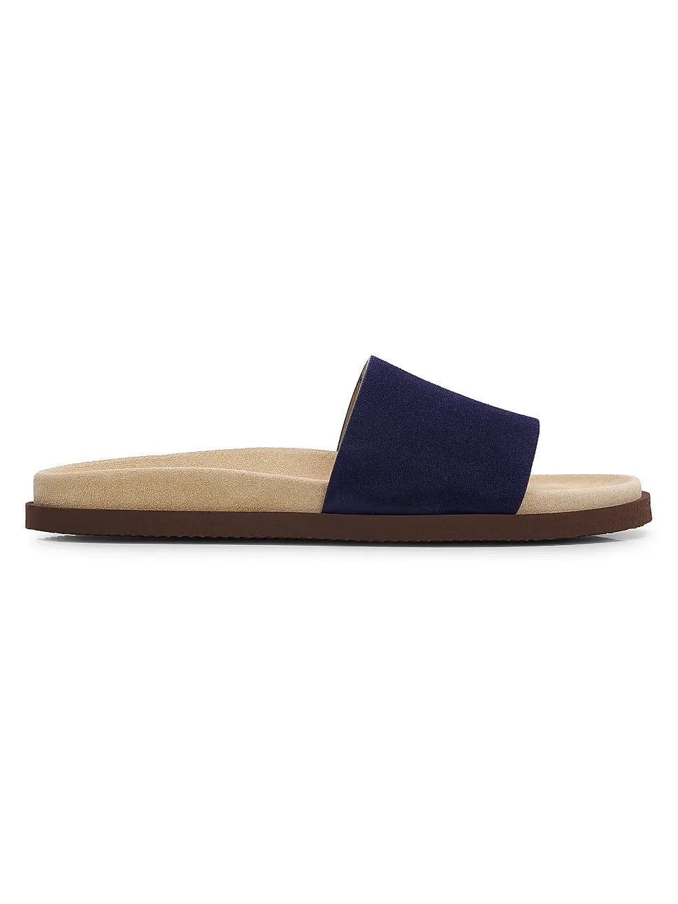 Brunello Cucinelli "Blue Suede Slide Sandals"