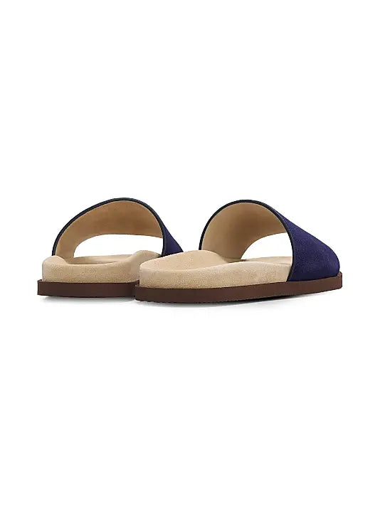 Brunello Cucinelli "Blue Suede Slide Sandals"