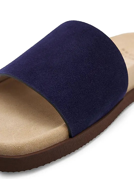 Brunello Cucinelli "Blue Suede Slide Sandals"
