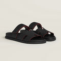 Hermes "Black Leather Chypre Sandals"