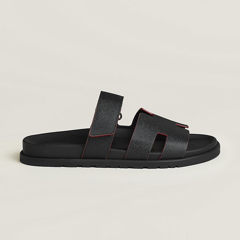 Hermes "Black Leather Chypre Sandals"